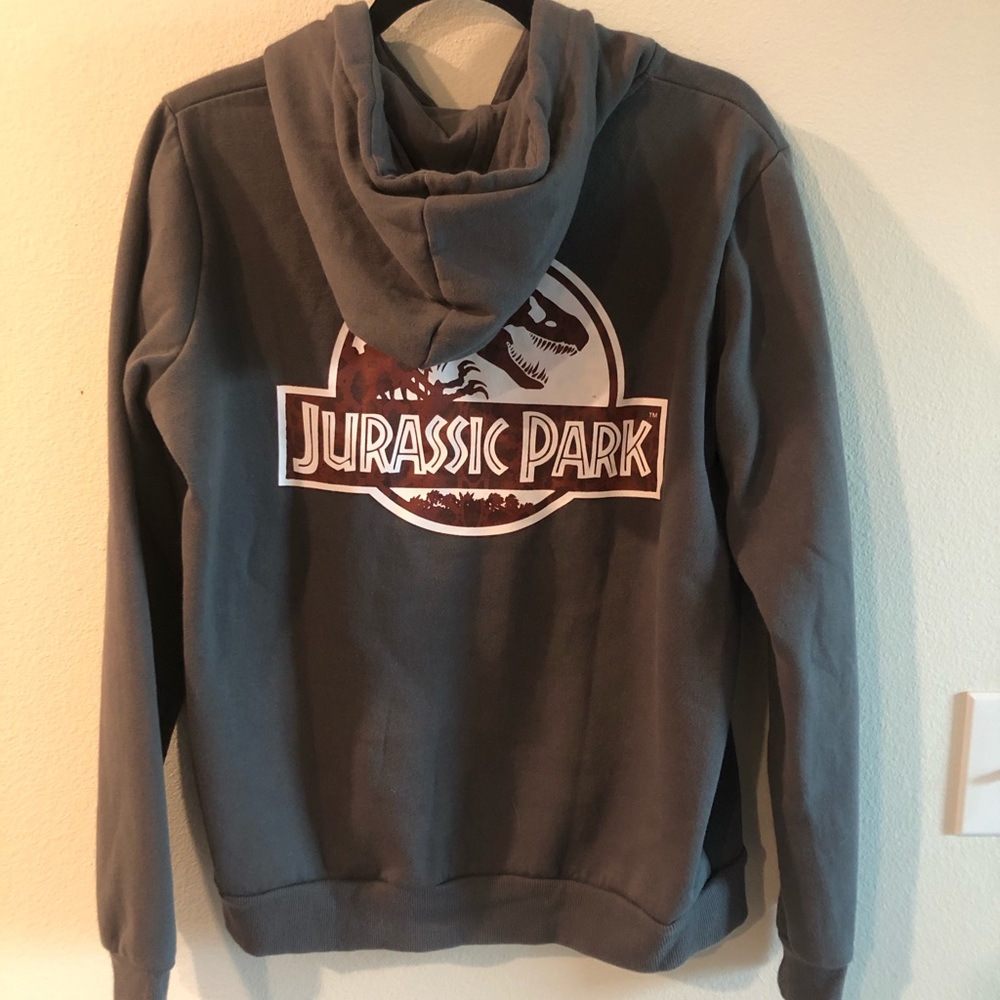 Jurassic park gray hoodie sweatshirt